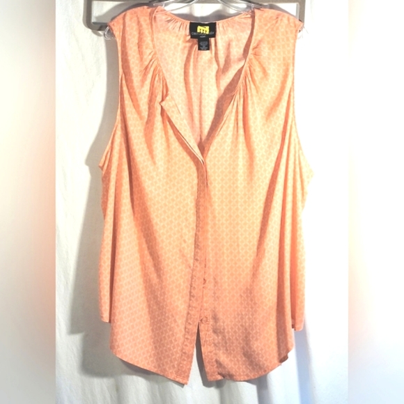 Cynthia Rowley Blouse V-neck Button-Down Beautiful Light Orange 2X 🧡 - Picture 2 of 4